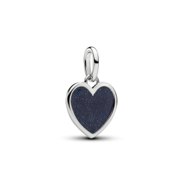 Charm pendentif Pandora coeur bleu en métal plaqué platine 735088C01