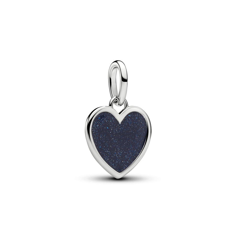 Charm pendentif Pandora coeur bleu en métal plaqué platine 735088C01