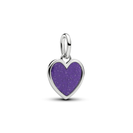 Charm pendentif Pandora coeur violet en métal plaqué platine 735088C02