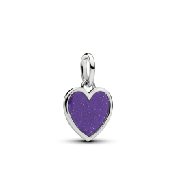 Charm pendentif Pandora coeur violet en métal plaqué platine 735088C02