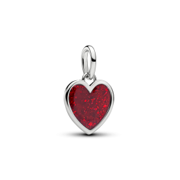 Charm pendentif Pandora coeur rouge en métal plaqué platine 735088C03