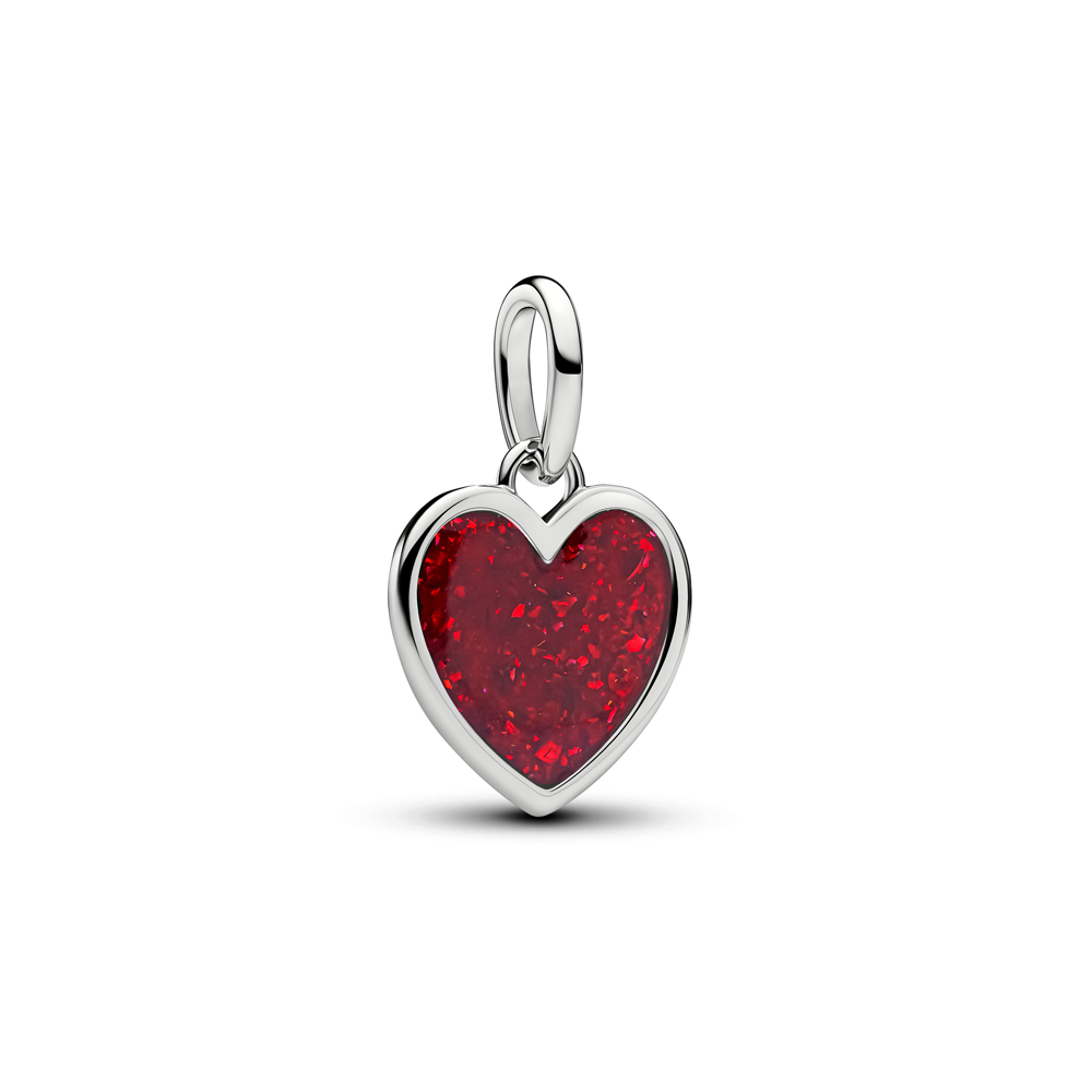 Charm pendentif Pandora coeur rouge en métal plaqué platine 735088C03