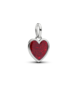 Charm pendentif Pandora coeur rouge en métal plaqué platine 735088C03