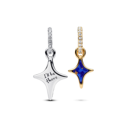Charm pendentif Pandora double étoiles séparables en argent 925/1000 et métal doré or jaune 585/1000 764945C01