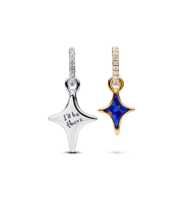 Charm pendentif Pandora double étoiles séparables en argent 925/1000 et métal doré or jaune 585/1000 764945C01
