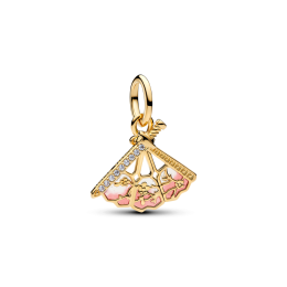 Charm pendentif Pandora Disney éventail de Mulan en métal doré or jaune 585/1000 764954C01