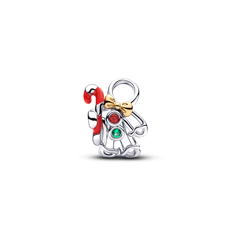 Charm Pandora bonhomme de pain d'épices ajouré en argent 925/1000 et métal doré or jaune 585/1000 764975C01