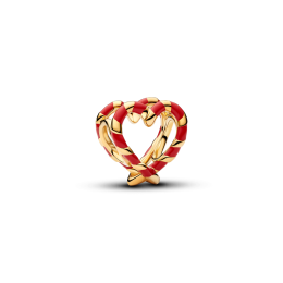 Charm Pandora coeur ajouré sucre d'orge en métal doré or jaune 585/1000 765063C01