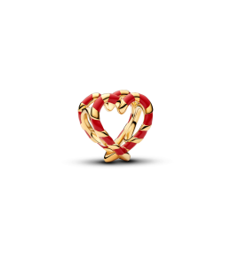 Charm Pandora coeur ajouré sucre d'orge en métal doré or jaune 585/1000 765063C01
