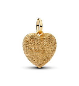 Charm pendentif Pandora coeur bombé texturé en métal doré or jaune 585/1000 765073C00