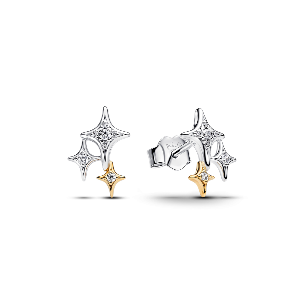 Boucles d'oreilles Pandora trio d'étoiles enargent 925/1000 et métal doré or jaune 585/1000 265050C01