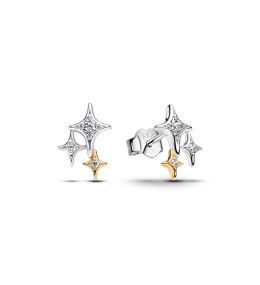 Boucles d'oreilles Pandora trio d'étoiles enargent 925/1000 et métal doré or jaune 585/1000 265050C01