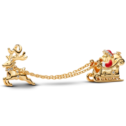 Charm Pandora double traineau du père Noël en métal doré or jaune 585/1000 765056C01