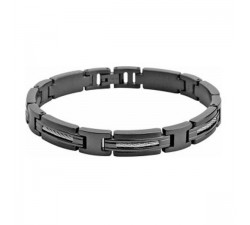 Bracelet Acier/Câble MARINA 8.5mm PVD Noir 21cm, Rochet B062391