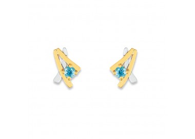Boucles d'oreilles or bicolore 375/1000, Topazes bleues by Stauffer