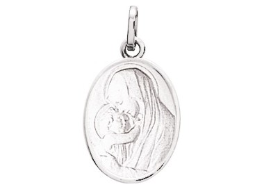 Médaille vierge à l'enfant or gris 750/1000 by Stauffer