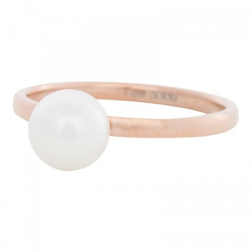 Bague 1 perle blanche IXXXI 2 mm - Or Rose