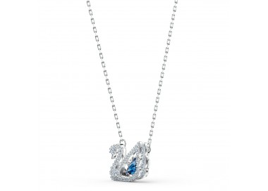 Collier Dancing Swan, bleu, métal rhodié Swarovski 5533397