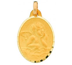 Médaille ange entourage diamantée or jaune 750/1000 by Stauffer