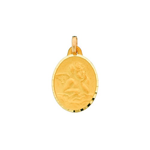 Médaille ange entourage diamantée or jaune 750/1000 by Stauffer