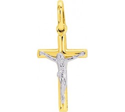 Pendentif croix or jaune avec Christ or gris 375/1000 by Stauffer