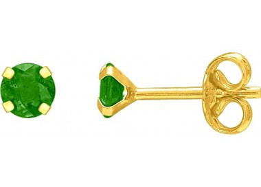 Boucles d'oreilles or jaune 375/1000, émeraude by Stauffer