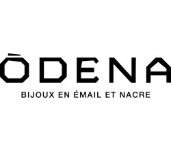Bracelet acier - émail - nacre - fleur de vie - cuir noir ODENA - IM 372