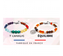 Bracelet STILIVITA en acier - Collection équilibre - COURAGE & FORCE - Quartz rose - tourmaline noire - chakra racine SI 331