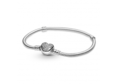 Bracelet Disney Mickey Mouse avec fermoir cœur et chaîne serpent Pandora Moments en argent 925/1000 599299C01
