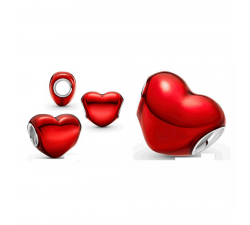 Charm cœur rouge métallique en Argent 925/1000 PANDORA 799291C02