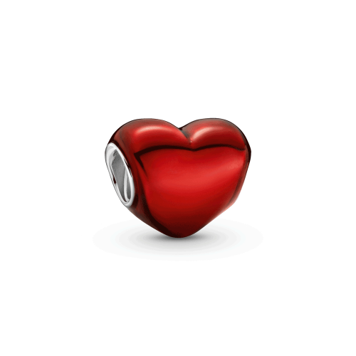 Charm cœur rouge métallique en Argent 925/1000 PANDORA 799291C02