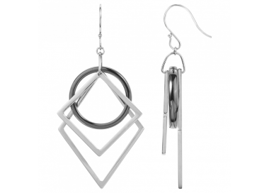 Boucles d'oreilles pendantes acier et céramique noire, CERANITY STEEL 904-093.N