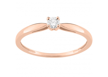 Bague solitaire or rose 750/1000 et diamant 0,10 carat by Stauffer