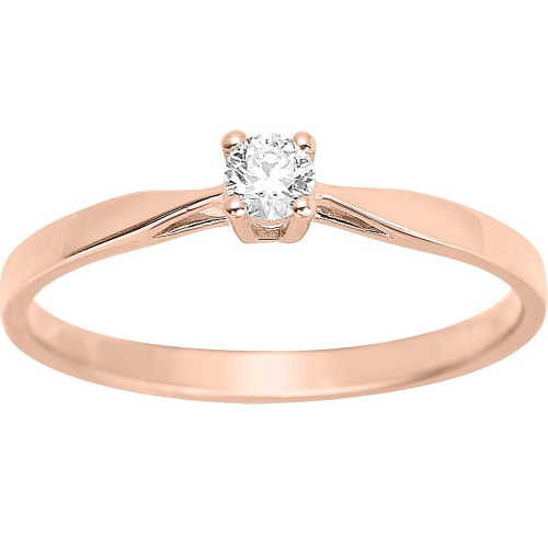 Bague solitaire or rose 750/1000 et diamant 0,10 carat by Stauffer