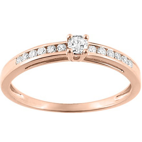 Bague solitaire accompagné or rose 750/1000 et diamant 0,21 carat by Stauffer