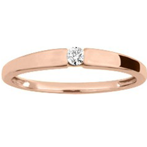 Bague solitaire or rose 750/1000 et diamant 0,06 carat by Stauffer