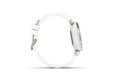 Montre Garmin Lily™ Lunette Cream Gold avec boîtier blanc et bracelet en silicone blanc 010-02384-10