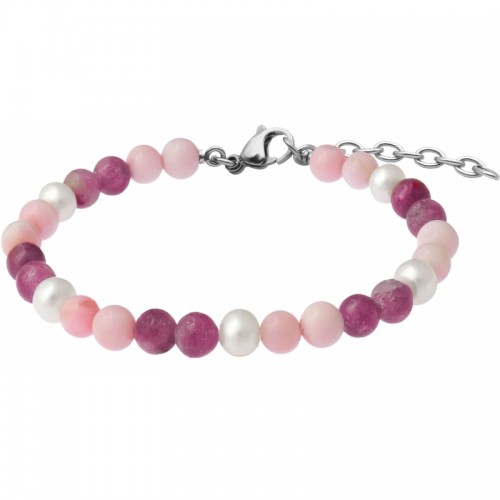 Bracelet STILIVITA en acier - Collection équilibre - AMOUR & SENSUALITÉ - opale - tourmaline rose - perles - SI 344