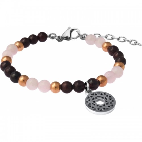 Bracelet STILIVITA en acier - Collection équilibre - ROMANTIQUE - quartz rose - grenat - chakra coeur - SI 347