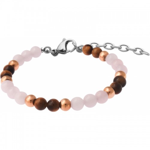 Bracelet STILIVITA en acier - Collection équilibre - ANTI JALOUSIE - quartz rose - œil de tigre - SI 357