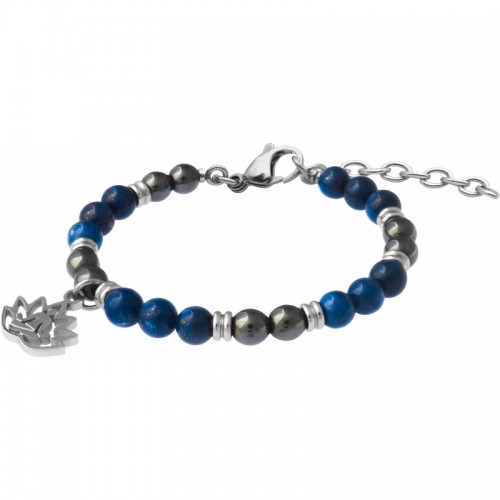 Bracelet STILIVITA en acier - Collection Médecine douce - ANTI DÉPRESSION - hématite - lapis lazuli - lotus - SI 368
