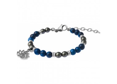 Bracelet STILIVITA en acier - Collection Médecine douce - ANTI DÉPRESSION - hématite - lapis lazuli - lotus - SI 368