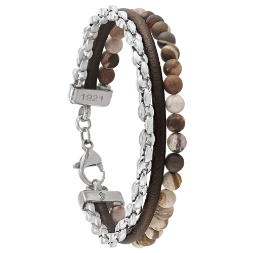 Bracelet Fusion cuir, acier et pierres naturelles JOURDAN JH150003B