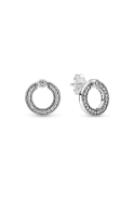 Boucles d'oreilles réversibles Pandora Pavé Logo Circle argent 925/1000 299486C01