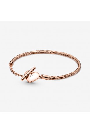 Bracelet chaîne serpent, en forme de cœur avec barre en T, Pandora Moments 589285C00