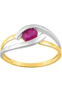 Bague or bicolore 375/1000, rubis by Stauffer