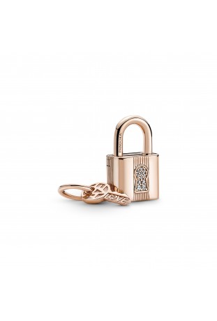 Charm Pandora, pendentif cadenas et clé rose, 780088C01
