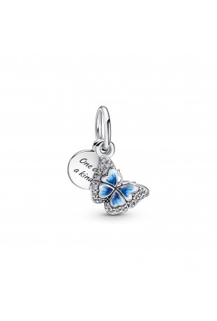 Charm Pendentif Pandora, Double Citation Papillon Bleu, en argent 925/1000 790757C01