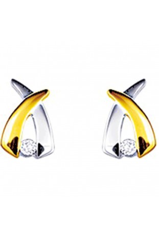 Boucles d'oreilles, or bicolore 375/1000, diamants by Stauffer
