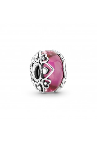Charm Pandora moments, Révélez votre amour en verre de Murano rose, en argent 925/1000 791159C00